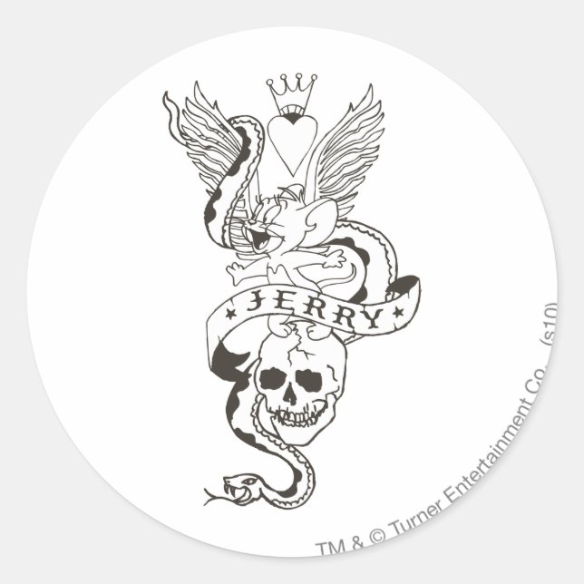 Pegatina Redonda Jerry Twisted Tattoo 1 (Anverso)
