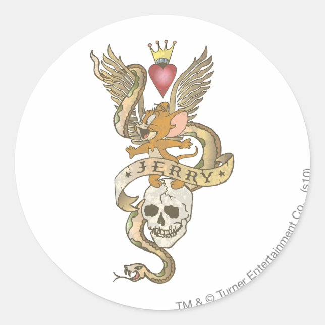 Pegatina Redonda Jerry Twisted Tattoo 2 (Anverso)