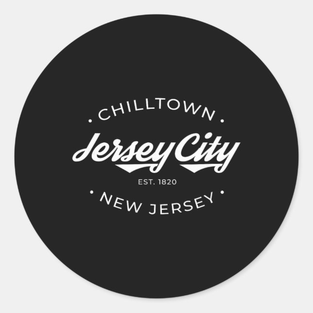 Pegatina Redonda Jersey City New Jersey Chilltown - Black - Small - (Anverso)