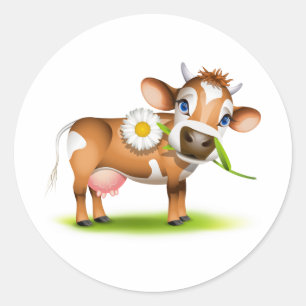 Pegatina Redonda Jersey Cow