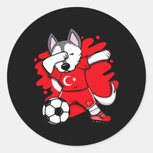 Pegatina Redonda Jersey de fanáticos de fútbol pavo Husky haciendo
