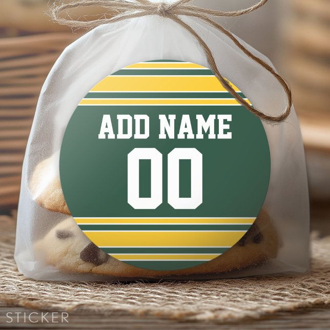 Pegatina Redonda Jersey de fútbol con número de nombre personalizad (Custom Sticker)