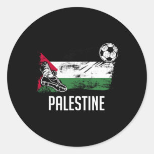 Pegatina Redonda Jersey de la bandera de Palestina Equipo de fútbol