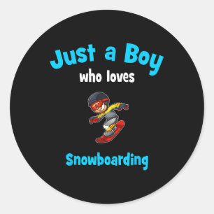 Pegatina Redonda Jersey de snowboard para niños en snowboard