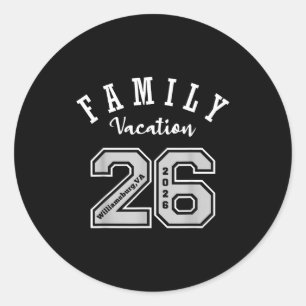 Pegatina Redonda jersey de vacaciones familiares Williamsburg 2026 