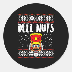 Pegatina Redonda Jersey divertido de Navidad feo rompe nueces Deez