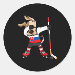 Pegatina Redonda Jersey divertido de perro dabbing para aficionados