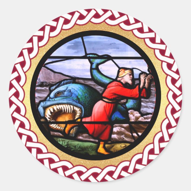 Pegatina Redonda Jesse Tree Jonah y Whale Day 17 (Anverso)