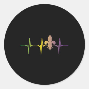 Pegatina Redonda Jester Gorra Heartbeat Nurse Funny Mardi Gras Carn