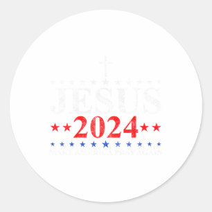 Pegatina Redonda Jesucristo 2024 hace que Estados Unidos rezar vuel
