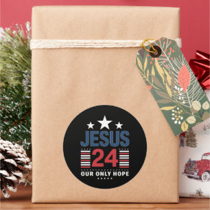Pegatina Redonda Jesucristo 2024 Presidente Elección política de EE