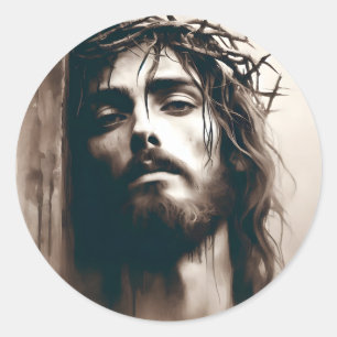 Pegatina Redonda Jesucristo en la Pascua