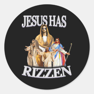Pegatina Redonda Jesucristo ha rizalizado la Pascua religiosa de Je