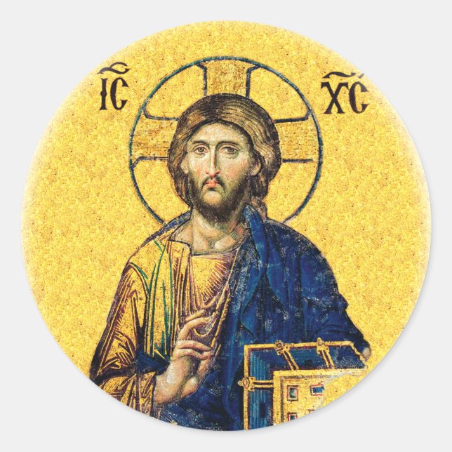 Pegatina Redonda Jesucristo Pantocrátor (Anverso)