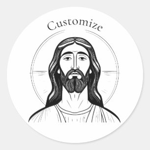 Pegatina Redonda Jesucristo Thunder_Cove