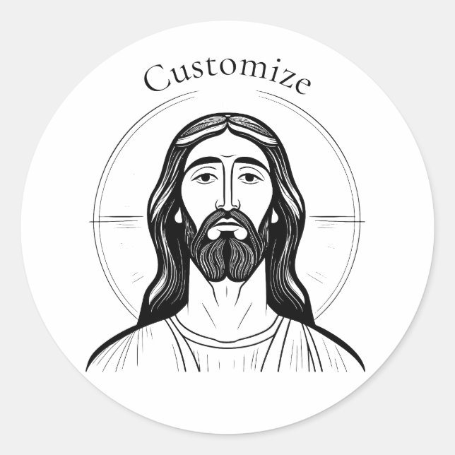 Pegatina Redonda Jesucristo Thunder_Cove (Anverso)