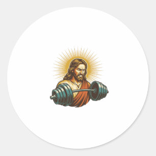 Pegatina Redonda Jesús agregando accidentalmente demasiado peso Fra