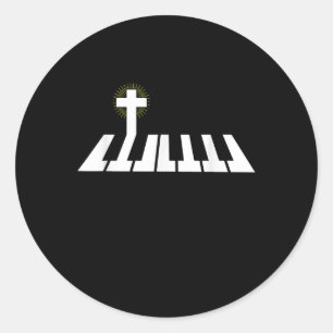 Pegatina Redonda Jesús Amor Cruz de Piano Cristiana Jesús Fe