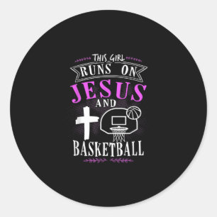 Pegatina Redonda Jesús Amor Este Chica Corre Sobre Jesús Y El Bal