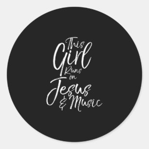 Pegatina Redonda Jesús Amor  Este Chica Corre Sobre Jesús Y Música