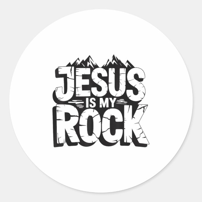 Pegatina Redonda Jesús bíblico es mi Rock Cristiano (Anverso)