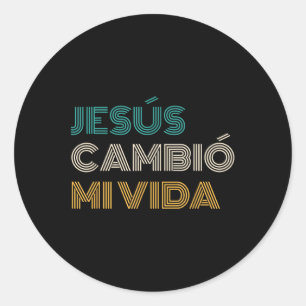 Pegatina Redonda Jesús Cambió Mi Vida Cristiano Español
