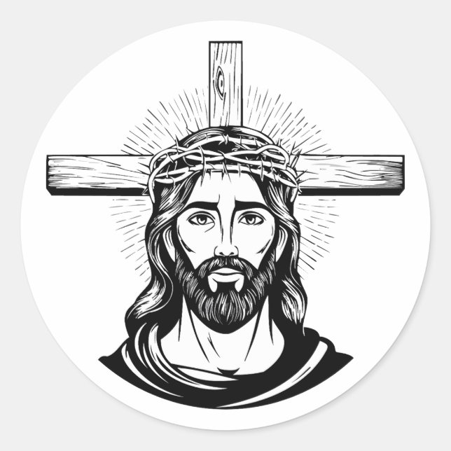 Pegatina Redonda Jesus Christ (Anverso)