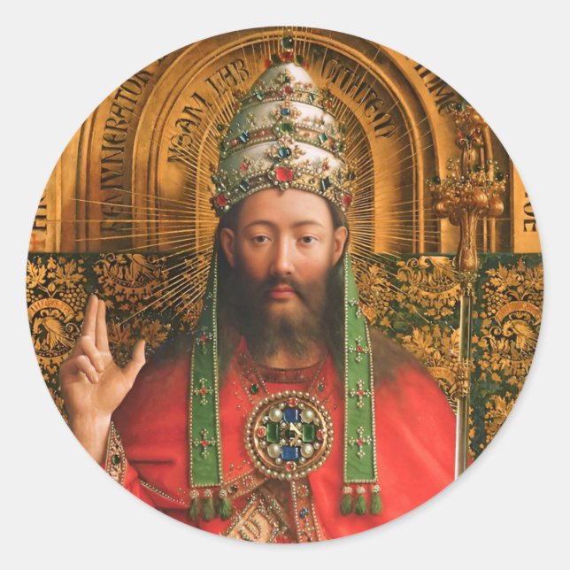 Pegatina Redonda Jesus Christ Ghent Altarpiece Sticker (Anverso)