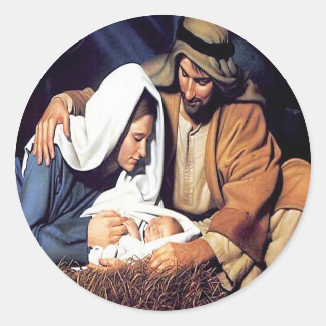Pegatina Redonda Jesus Christmas Sticker (Anverso)