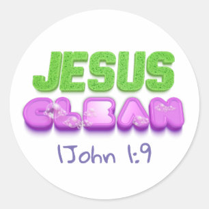 Pegatina Redonda Jesus Clean perdona diseño cristiano lindo