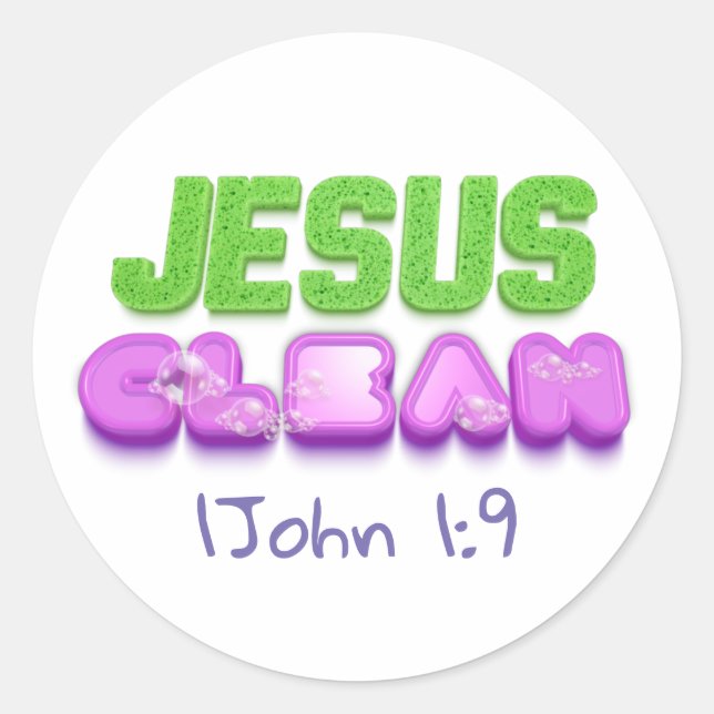 Pegatina Redonda Jesus Clean perdona diseño cristiano lindo (Anverso)