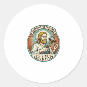 Pegatina Redonda Jesús Completamente Quemado Perro Caliente Negro H