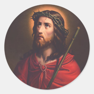 Pegatina Redonda Jesús con Corona de espinas
