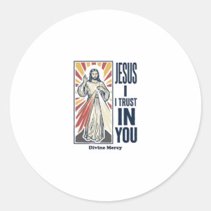 Pegatina Redonda Jesús Confío En Ti Diseño de Camiseta de la Divina