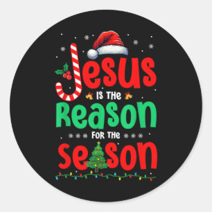 Pegatina Redonda Jesús Costume Razón Orgullosa Para Los Navidades D