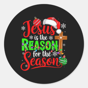 Pegatina Redonda Jesús Costume Razón Orgullosa Para Los Navidades D