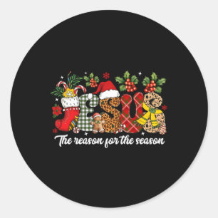 Pegatina Redonda Jesús Cristiano La Razón De La Navidad De Navidad