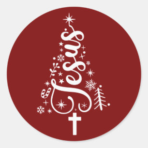 Pegatina Redonda Jesús Cristiano Navidad Versículo Bíblico Fe 