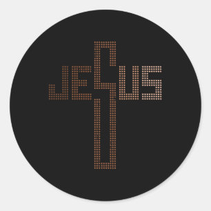 Pegatina Redonda Jesús cruza a las mujeres Mes de la Historia Negra