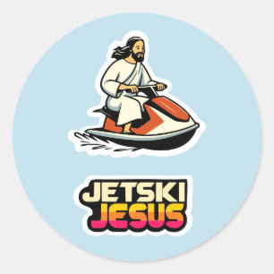 Pegatina Redonda Jesús de la moto acuática