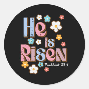 Pegatina Redonda Jesús De Pascua Se Ha Levantado Chicas De La Fe Cr