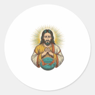 Pegatina Redonda Jesús decepcionado Bola de ejercicio desinflada Fr