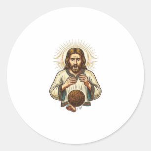 Pegatina Redonda Jesús Dejó Caer Pesada Bola De Medicina Dolor De D