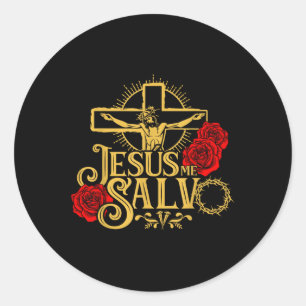 Pegatina Redonda Jesús Dios Amado Jesús Es El Camino La Verdad Y La