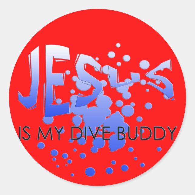 PEGATINA REDONDA JESUS DIVE BUDDY (Anverso)