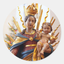 Pegatina Redonda Jesús Dominion Pose Madre María Santo Católico