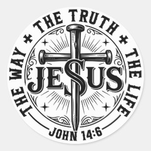 Pegatina Redonda Jesús El Camino La Verdad La Vida