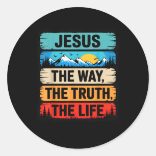 Pegatina Redonda Jesús El Camino La Verdad La Vida Mensaje Inspirad