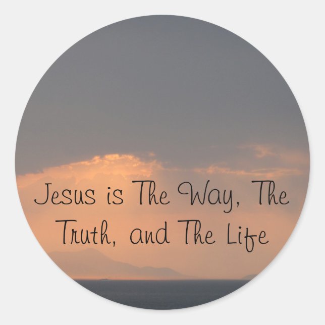 Pegatina Redonda Jesús - El camino, la verdad y la luz (Anverso)