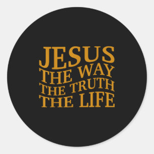 Pegatina Redonda Jesús El Camino-Verdad-Vida Cristiano Niño Dios Br